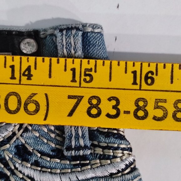 Premiere by rue21 jeans hard washed distressed ripped blue women's size 7/8 R - Picture 12 of 15